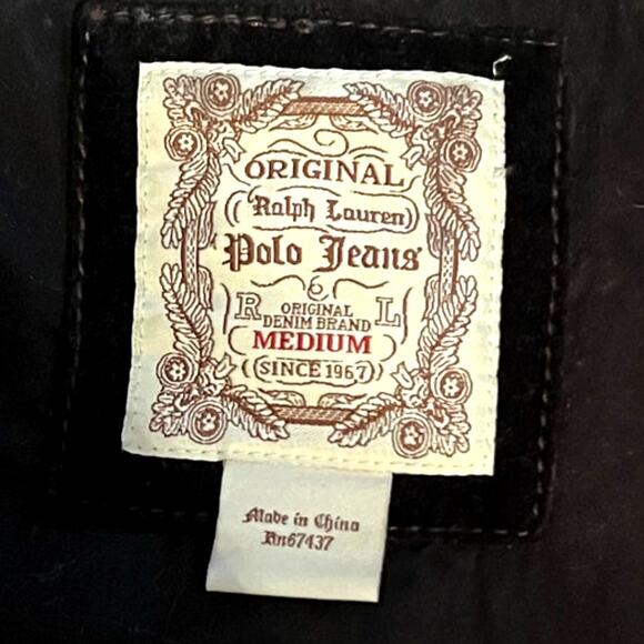 Vtg Ralph Lauren Polo Jeans Black Cotton Puffer Vest Size Medium - Picture 6 of 6